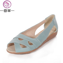 MUYANG Chinese Brand Women Sandals 2015 Summer Shoes Woman Genuine Leather Flat Sandals Women Casual Flats Women Shoes size35-42