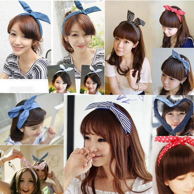 Cute Bunny Ear Elastic Hair Ties Ropes Camellias Spots Decorated Rubber Bands Fashion Hair Accessories Headwear