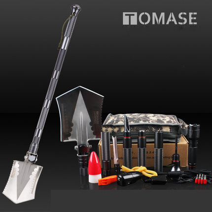 outdoor camping magic shape steel shovel multi-function folding shovel tools survival shovel Flashlight shovel knife