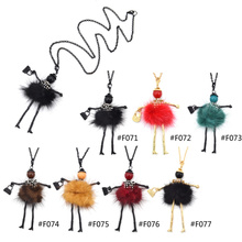 1 piece New Arrival Lovely Female with Rhinestone Plush Skirt Doll Pendant Women Necklace Cute Jewelry