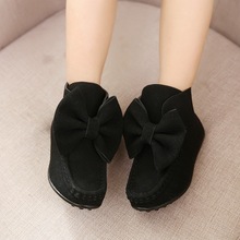 2015 New Spring Kids Boots for Girls 3 Colors Children Flat Solid Bow Boots Fashion Trench