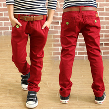 2016 Fashion boys trousers spring boys solid color loose pants 100% cotton trousers for kids straight full length casual pants