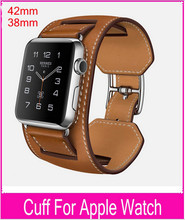 New 1:1 Original Quality Cuff Bracelet Strap Leather Watchband for Pulseira Cuff Apple Watch Band 42mm 38mm With Metal Adapters