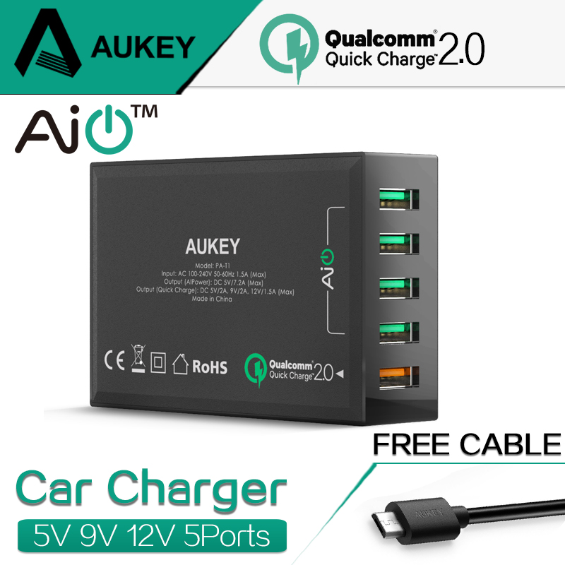 Aukey 54W Quick Charge 2.0 5 Ports USB Desktop QC2.0 Mobile Charger