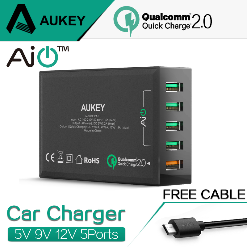 Aukey Quick Charge 2 0 54W 5 Ports QC2 0 USB Desktop Mobile Charger Station for