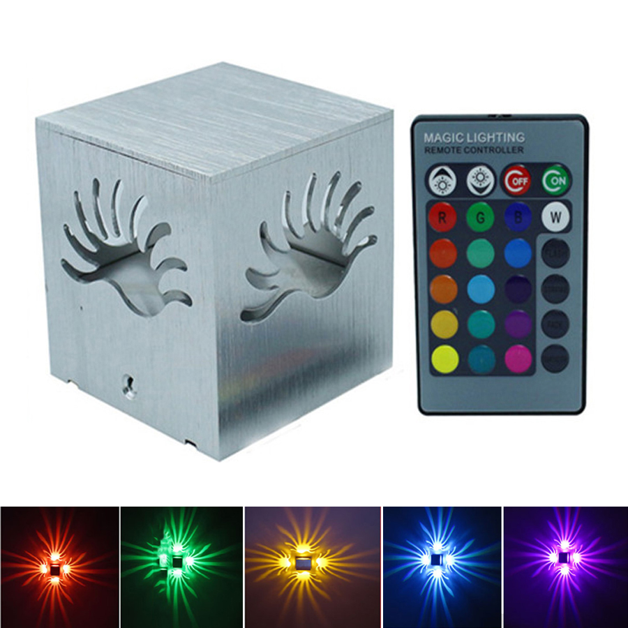 AC85-265V 3W Aluminum Led Wall Lamps RGB With Remote Controller Sconce Light For Corridor Porch KTV Bar Home Decoration Lighting