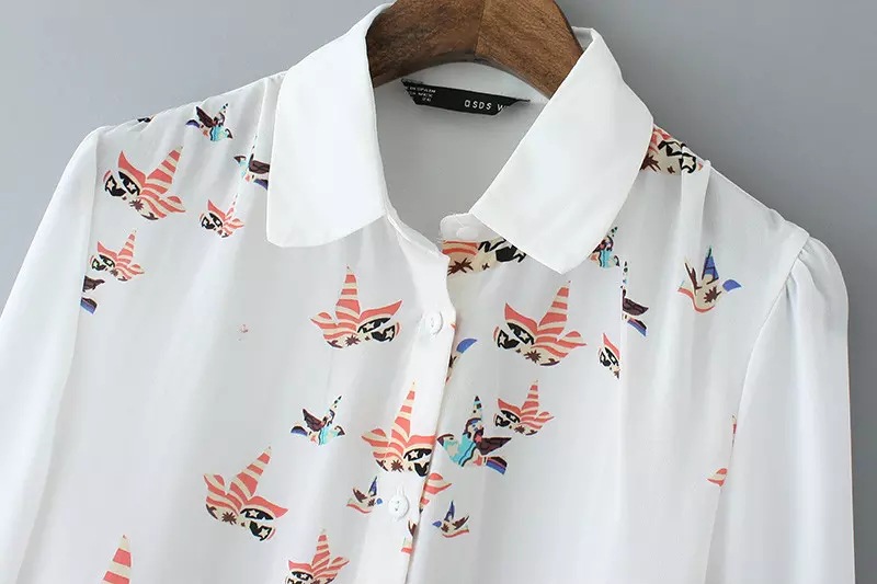 small fresh white bird print shirt 2015 new slim shirt camisa de la impresion small fresh white bird print shirt 2015 new slim shirt camisa de la impresion
