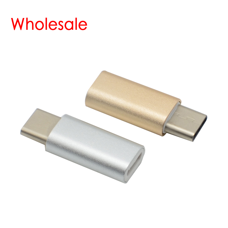 Wholesale 50pcs / lot USB3.1 Type C Male to Micro USB Female Metal Adapter Converter Connector Type-c Charger Cable