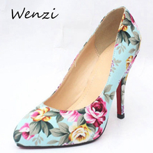Shoes Woman Zapatos Mujer High Heels Sapato Feminino Scarpe Donna Chaussure Femme Talon Floral Print Heels Sapatos Ladies Shoes