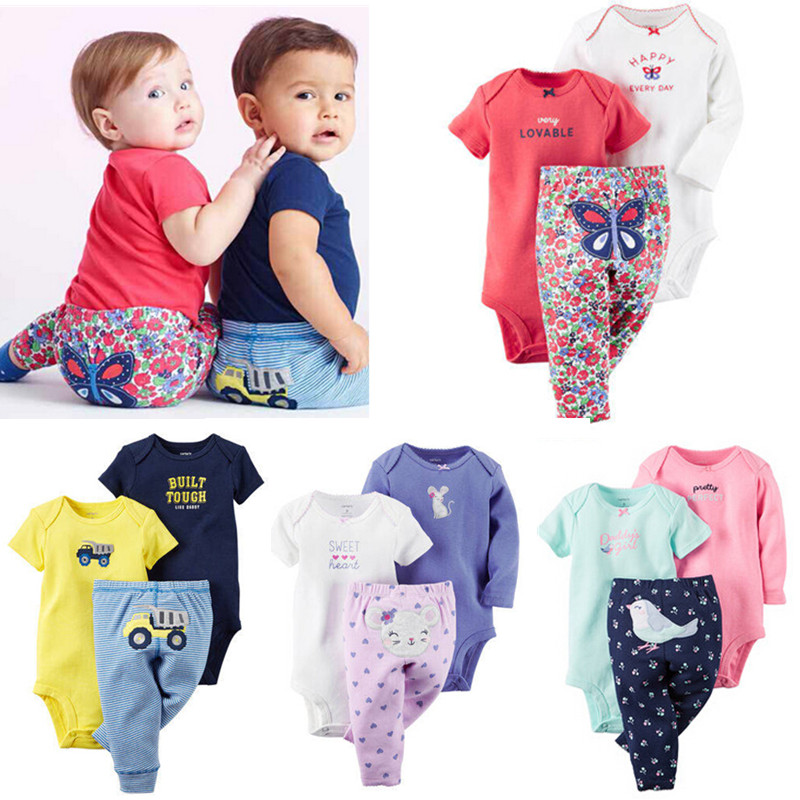 Carters Original Baby clothing !  cotton bodysuits + pants 3 pc sets carters baby girl clothes , baby boy jumpsuit  roupas bebes