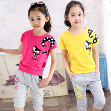 NEW fashion girls sets teenage clothing set summer tracksuit for girl clothes sets 2pc/set brand sport suit girls school uniform