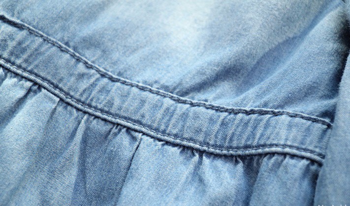 sinine teksakanga detail õmblustega