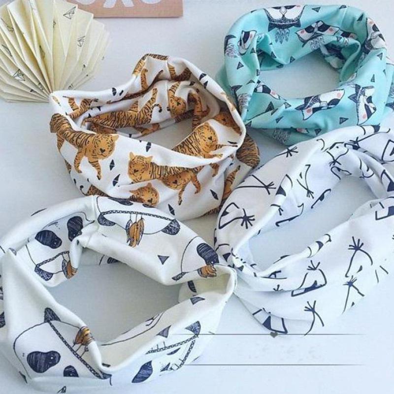 2015 fashion new cotton baby scarf tiger panda design printing kids scarf winter children collars boys girls animal scarves