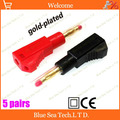 5 pairs High grade Red Black Gold plated brass PA66 4mm audio banana plug superposition 600V
