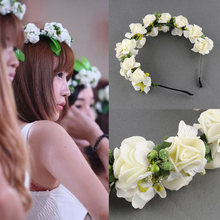 Fashion Stylish Hot Sale Flower Garland Floral Bridal Headband Hairband Wedding Prom flower headband Hair Accessories