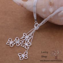 LX AN496 Free shipping silver plated Necklace silver plated fashion jewelry Tai chi five butterflies cnialepa