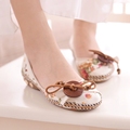 National Style Floral Printed Womens Shoes Flats Soft Sole Casual Cloth Shoes Women Loafers Ballet Ballerina