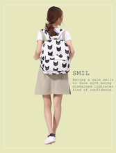 2 ColorsFashion Leisure Canvas Knapsack Cute Black And White Cat Backpack Guaranteed Quality Japan and Korean