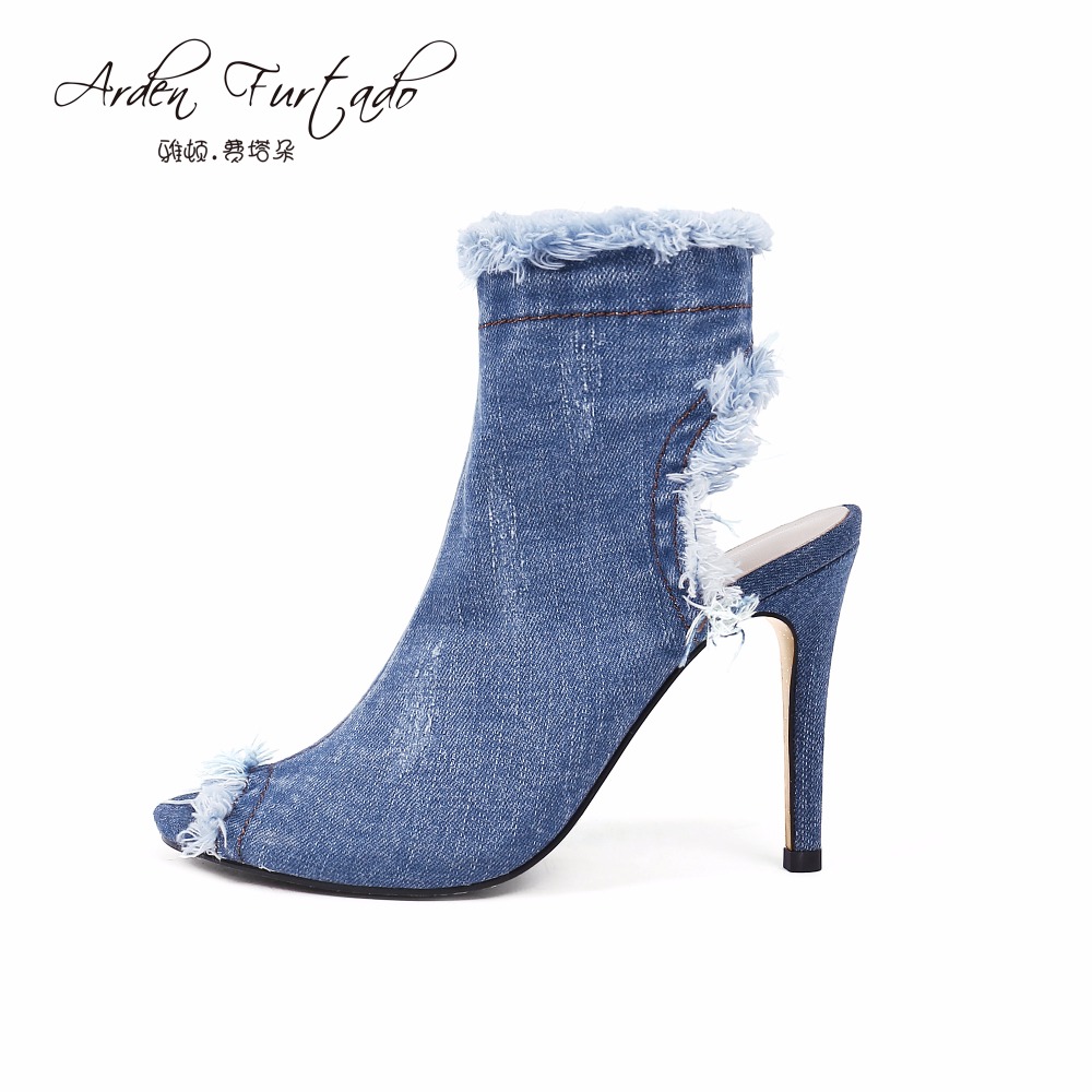 blue jean high boots