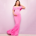 Hot Selling Maternity Photography Props Dress Fancy Pregnancy Maternity Photo Shoot Long Dress Pink Pregnant Women