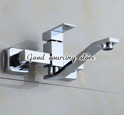 High quality brass wall mounted square kitchen mixer faucet