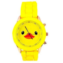2015 nueva moda ginebra del cuarzo de pulsera pato lindo patrón banda de silicona relojes deportivos para niños niñas niños Dropship – w02