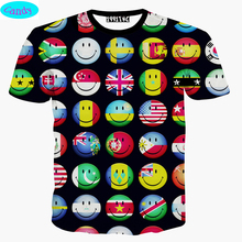 Europe and America teens girls t-shirt 2016 newest style 3D Flag Emoji printed short sleeve tshirt for boys clothing DT40