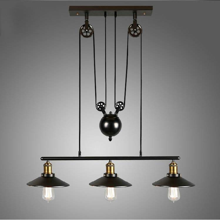 E27 Edison Bulb lamp Loft Vintage Industrial Retro Iron Pulley pendant light Loft Vintage Retro Wrought Iron Black pendant lamps