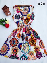 Fashion Brand Women New Desigual Apricot Sleeveless Round Neck Florals Print Pleated Dress 2015 Saias Femininas Summer Clothing