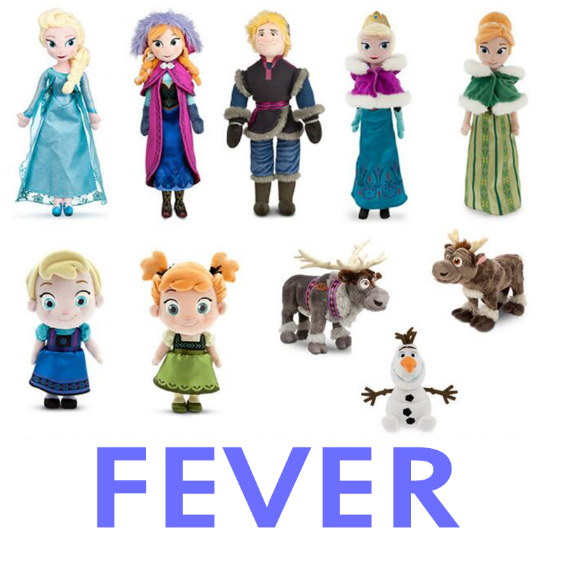 FEVER Anna Elsa Doll Plush Stuffed Snow Queen Princess Elsa Doll Olaf Sven Cartoon Dolls Accessories children kids toys