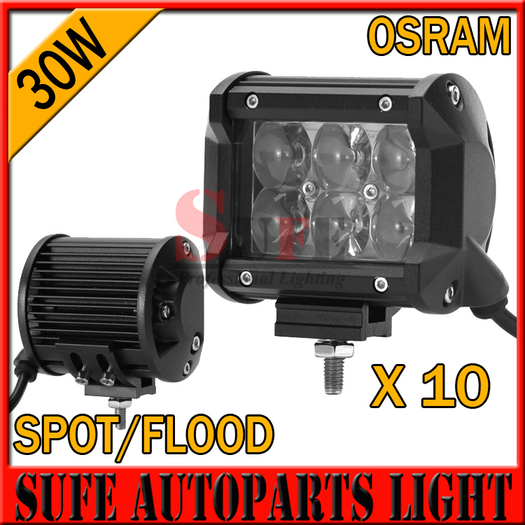 10PCS OSRAM 4 inch 30W LED Work Light Bar Car Driving Offroad Light Spot Flood 4WD camper ATV Truck 4x4 2700lm Fog light 36W