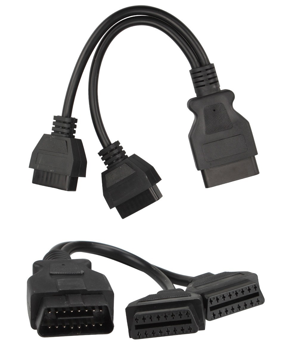 OBD2 16Pin Male to 2 Female Extension Cable (3)