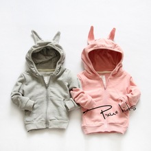 2015 Spring and autumn new boy and girls Rabbit style cotton coat Unisex children Hooded Neck full sleeve Jacket