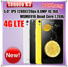 J  Original Lenovo K3 4G LTE Phone 5.0”  HD 1280*720 MSM8916 64bit Quad core 8.0MP Dual Camera Dual SIM GPS 1GB RAM 16GB ROM