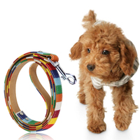 2016 New S-L Leather Dog collar Led Set Designer Cavas Pu Leather Colorful Plain Pet Dog Collar Leash Set