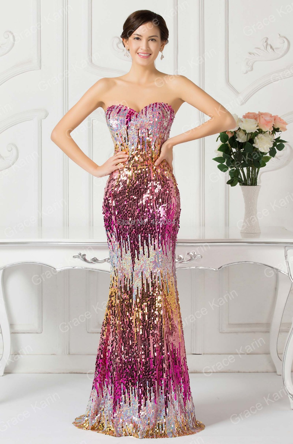 vestidos de noche largos elegantes brillantes