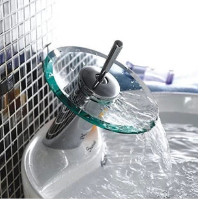Glass Waterfall Bathroom Sink Vessel Faucet Kitchen Bathroom Handle Mixer Tap Glass Waterfall Bathroom Sink Vessel Faucet Kitchen Bathroom Handle Mixer Tap