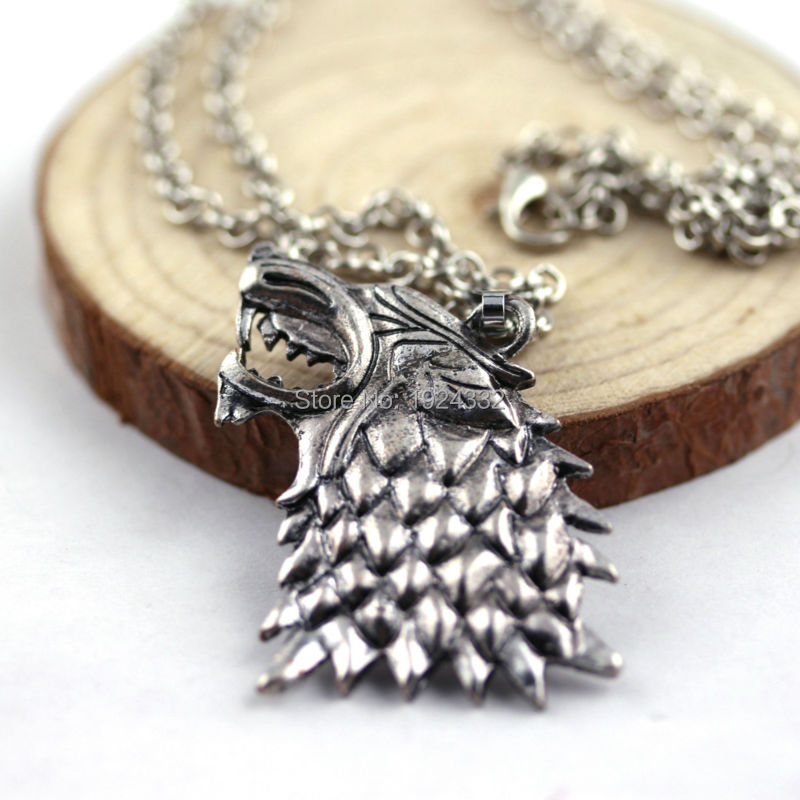 Hot TV Game of Thrones House Stark Dire Wolf Sigil Silver Necklaces A Song of Ice and Fire Jewelry / Direwolf