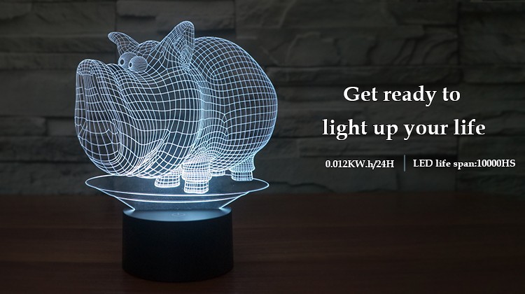 3D illusion pig shape night lamp jc-2866 (12)