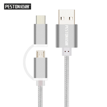 2016 Newest Nylon Braided Micro USB2.0 Line Alloy Metal Mobile Phone Cables Wire For Android Type C 2 in 1 usb cable
