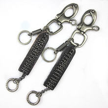 Luxury 100% genuine leather chain keychain special design Punk fashion jewelry all-purposes key chains for men free ship KY0101