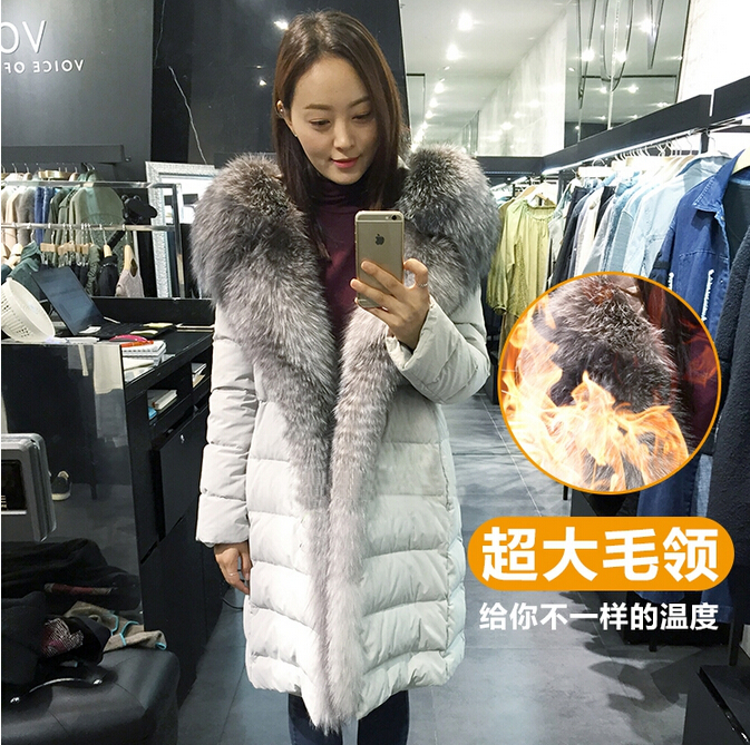 2015 Large size women's winter Fur collar cardigan Down jacket Thick warm coat Jacket hooded Down jacket, Ms. Ms. winter fashion