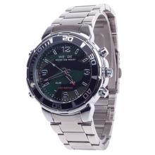 WEIDE WH 843 Quartz LED Electronics Dual Time Display Men s Wrist Watch Silver 1 x