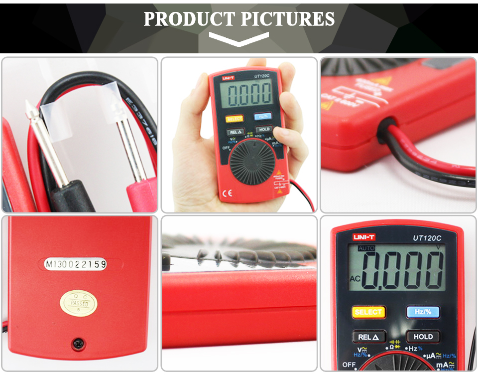 Description Picture 6 of itemUNI-T UT120C Pocket Size Stype Digital Multimeter Auto Range Tester DC AC Voltage Diode Mini Electrical Meters LCD Display