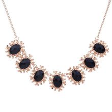 Hot Sale Vintage jewlery 2014 Lot Color Rhinestone bijoux Oval pendant long necklace Rose Gold Plated