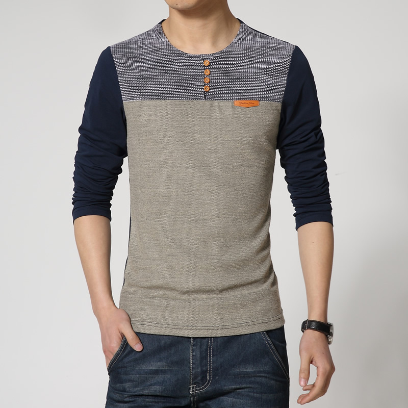 New casual men s clothing long sleeved T shirt Men Slim stitching funny tshirt big yards