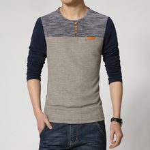 New casual men’s clothing long-sleeved T-shirt Men Slim stitching funny tshirt big yards M-5XL famous brand star men t shirt