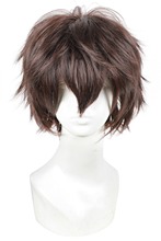 Free Shipping 2015 New Arrlival Synthetic Hair Men’s 30cm Short Red Brown Party Cosplay Wig