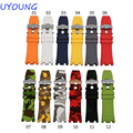 Luxury Band 28mm camouflage black Rubber Silicone Waterproof with stainless steel pin buckle Watch Strap For
