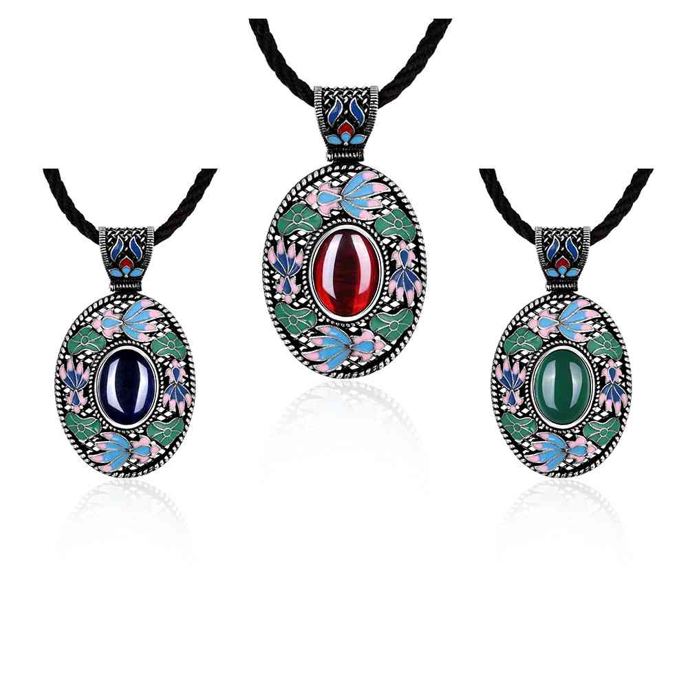 Free Shipping High Quality boucle d oreille pendant necklace Retro long oval bead necklace Jewelry European